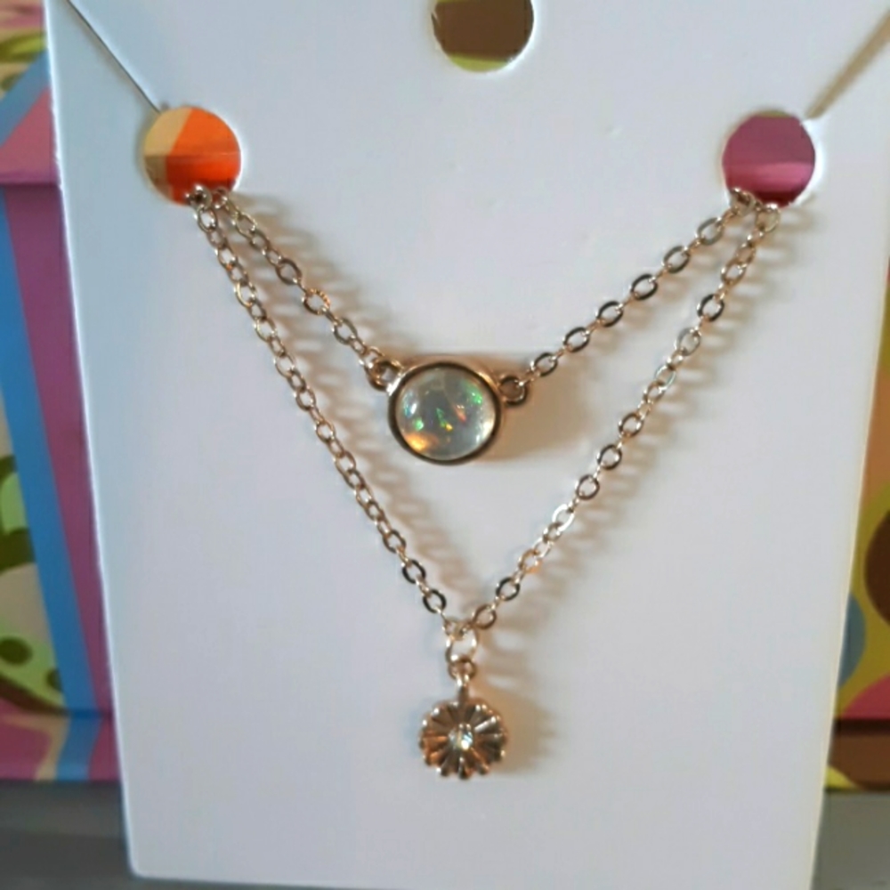 Girl's Flower & Rhinestone Necklace